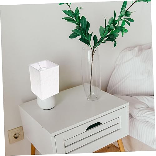 Miniatura 9 de BESPORTBLE Lámpara alta de lino, pantalla rectangular de mesa, bombilla de luz, protector de jaula de luz, lámpara de escritorio, pantalla de