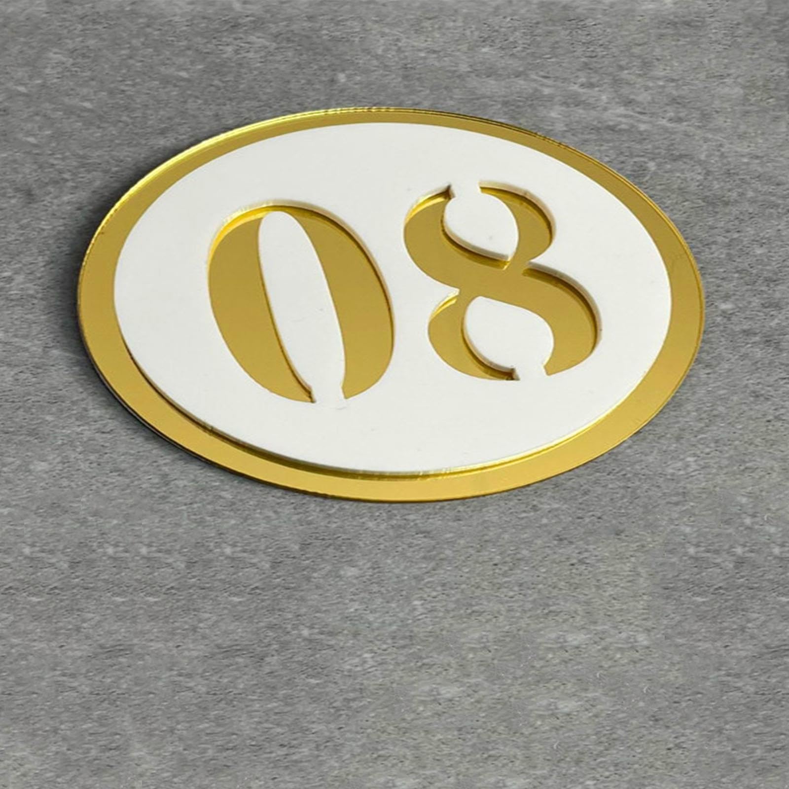 numner Placas Numeradas Acrílicas Ovaladas Para Casilleros De Almacenamiento, Placas Numéricas De 6, 10 Y 12 CM De Longitud, Instalación(White-1-150,L W 10X5 CM)