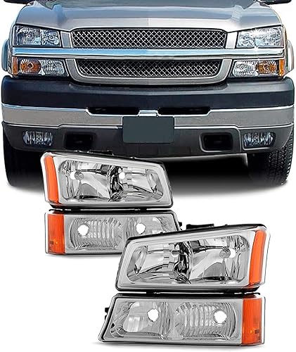 AKKON - Para Chevy Silverado Avalanche OE 2003-2006 reemplazo de faros cromados conductor+faros delanteros de pasajero par disponible en Yaxa Peru