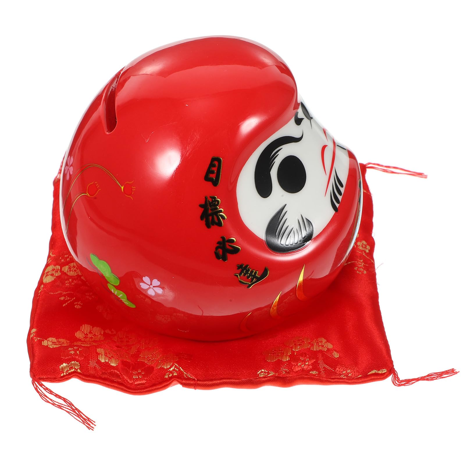 Statue japonaise en céramique rouge aux finitions soignées pour décoration