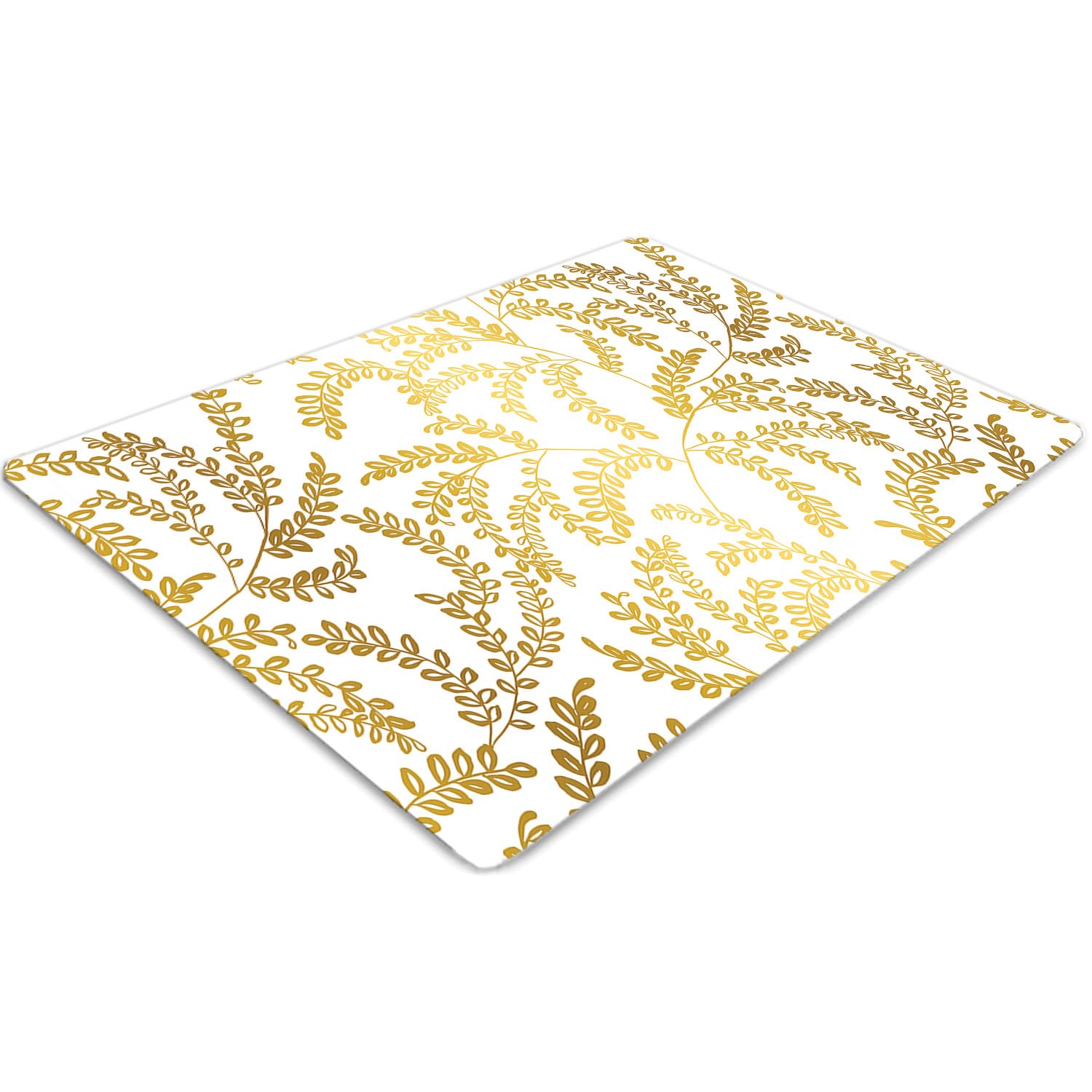 Protège-tapis pour chaise 140x100 cm rectangulaire en PVC transparent à motif feuilles dorées