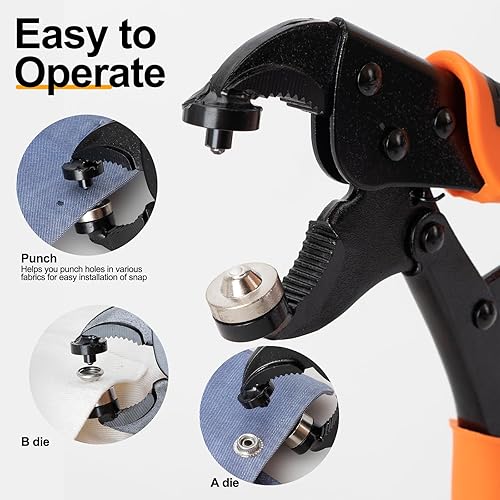 Miniatura 3 de AnnYun Snap Button Kit, Heavy Duty Snap Fasteners Tool, Screw Snap on Tools Included 1pc Snap Plier and 40 Sets 15mm Stainless Snaps, Buttons Snap