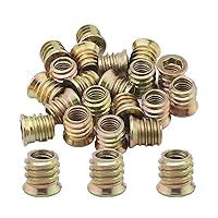 Vista 22 de MroMax 20 piezas de insertos de tuerca para muebles M6x10mm, acero al carbono, zincado, hexagonal interno, tornillo con brida, insertos de madera
