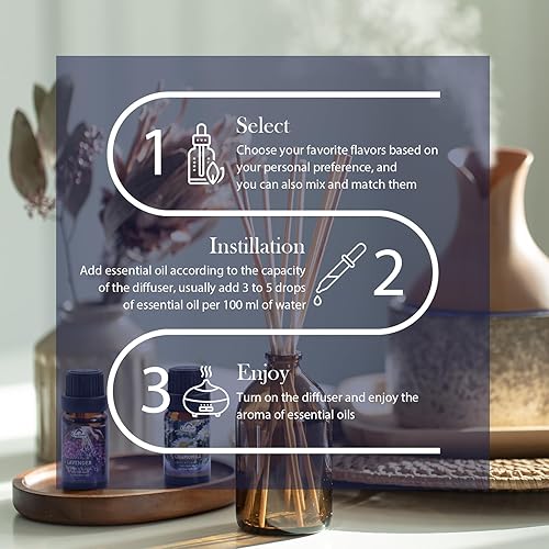 Miniatura 2 de Juego de aceites esenciales, 10 unidades de aceites aromáticos para difusores para el hogar, lavandería, fabricación de velas, humidificadores,