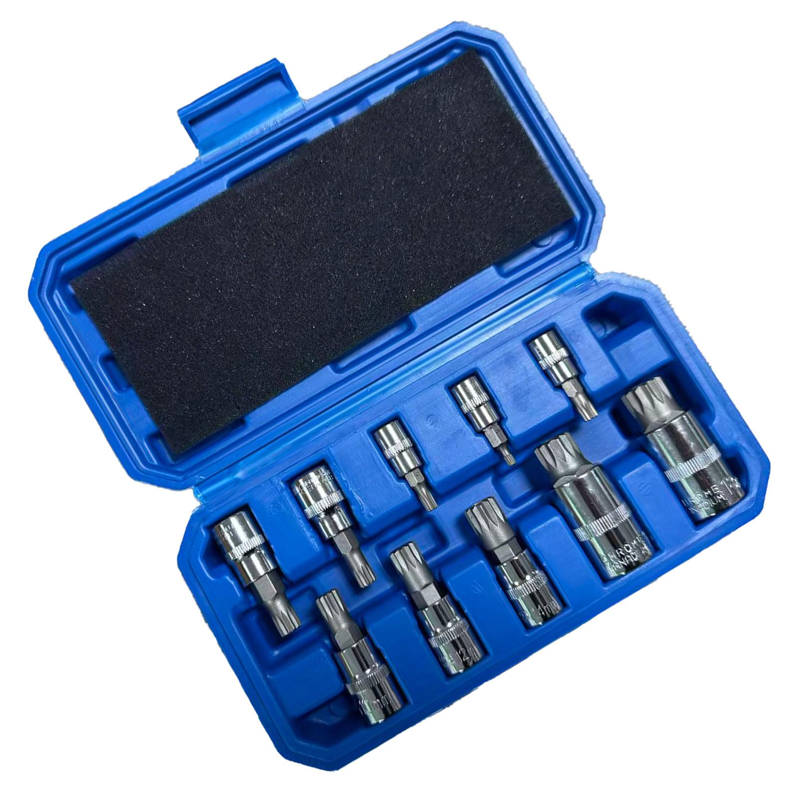 10Pcs 12 Point Triple Square Spline Bit Socket Set Automotive Mechanical Repair Tamper Proof with Case Accessories Mechanical Assembly Equipment