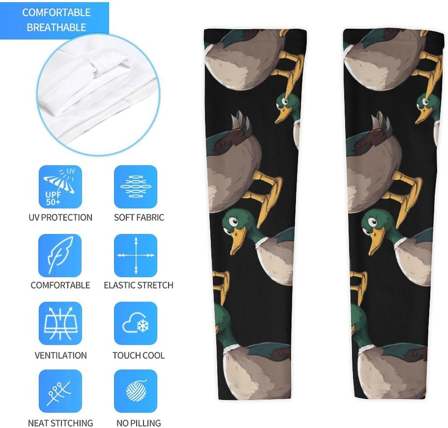 Mallard Duck Arm Sleeves Sun Protection Sleeves Sports Cooling Arm Compression Sleeve for Men Women
