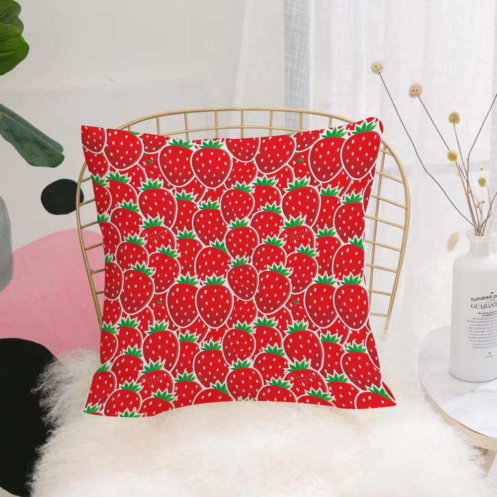 HYMSXW Cushion Cover,Throw Pillow Case Home Decorative for Living Room Bedroom Sofa Chair 20X20 Inch,Fruits,Strawberry Themed Botany Seeds Yummy Food Organic Growt-2,Pillowcase 50X50cm