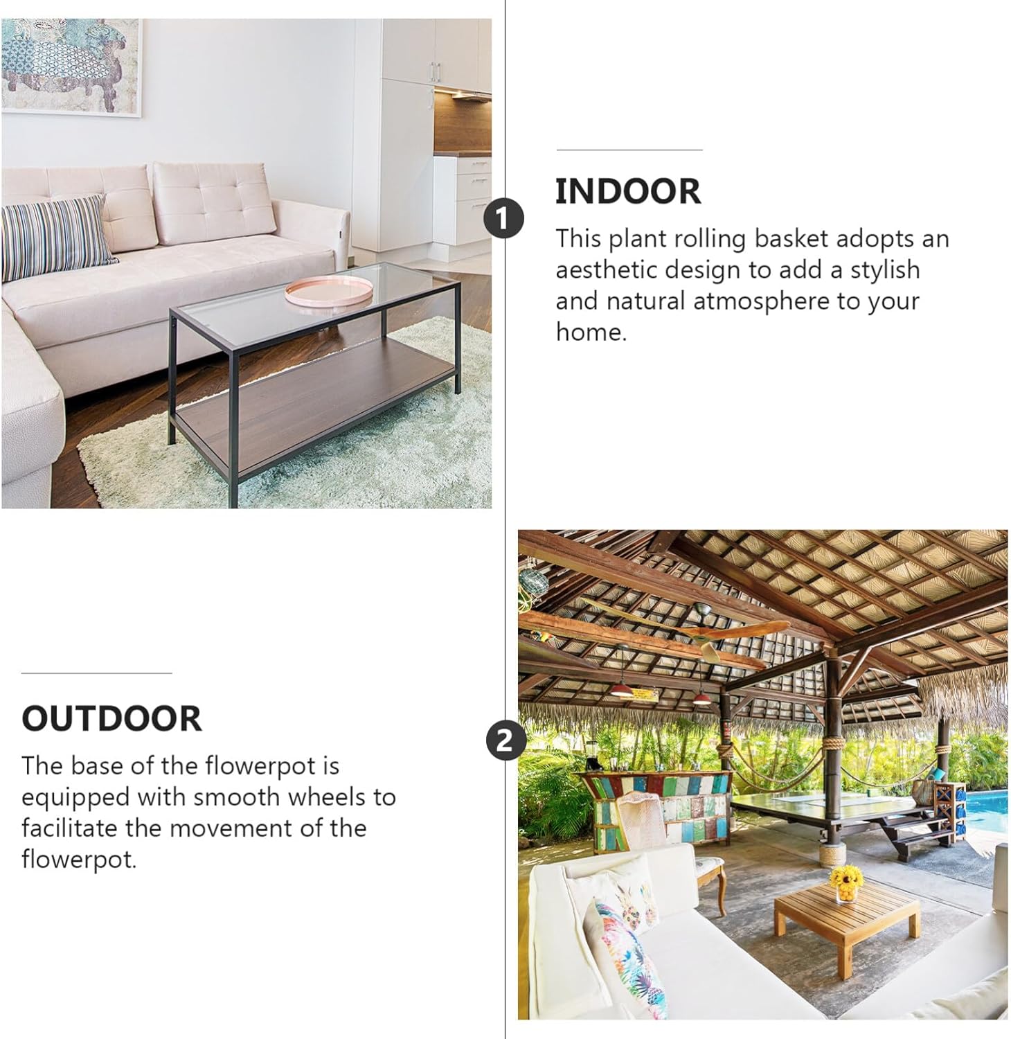 Cabilock Resin Plant Stand Tray Square Rolling Plant with Wheels Heavy Duty Plants Trolley Coaster for Garden Home Indoor Outdoor 29cm (White)