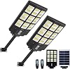 2 Pack Solar Street Light Outdoor,200w 6000LM Solar Motion Flood Lights IP66 Waterproof Dusk to Dawn Led Remote Control for Garden,Paking Lot,Pole,Barn,Wall Lighting