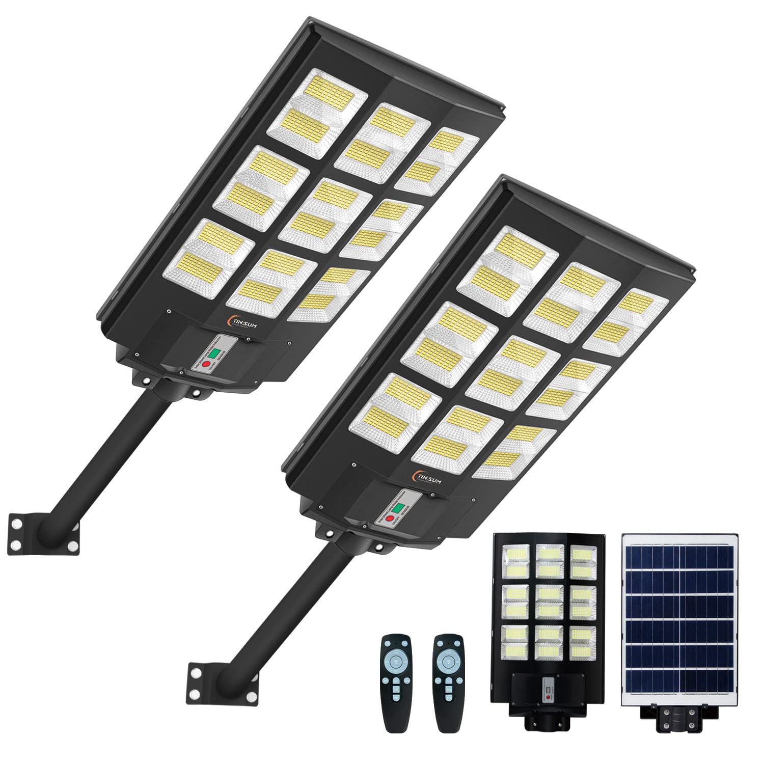 4200W Solar Street Lights Outdoor Motion Sensor, Dusk to Dawn Solar Flood Lights Super Bright 7000K Security Lights IP66 Waterproof Solar Powered for Parking Lot, Street, Yard(2 Pack)