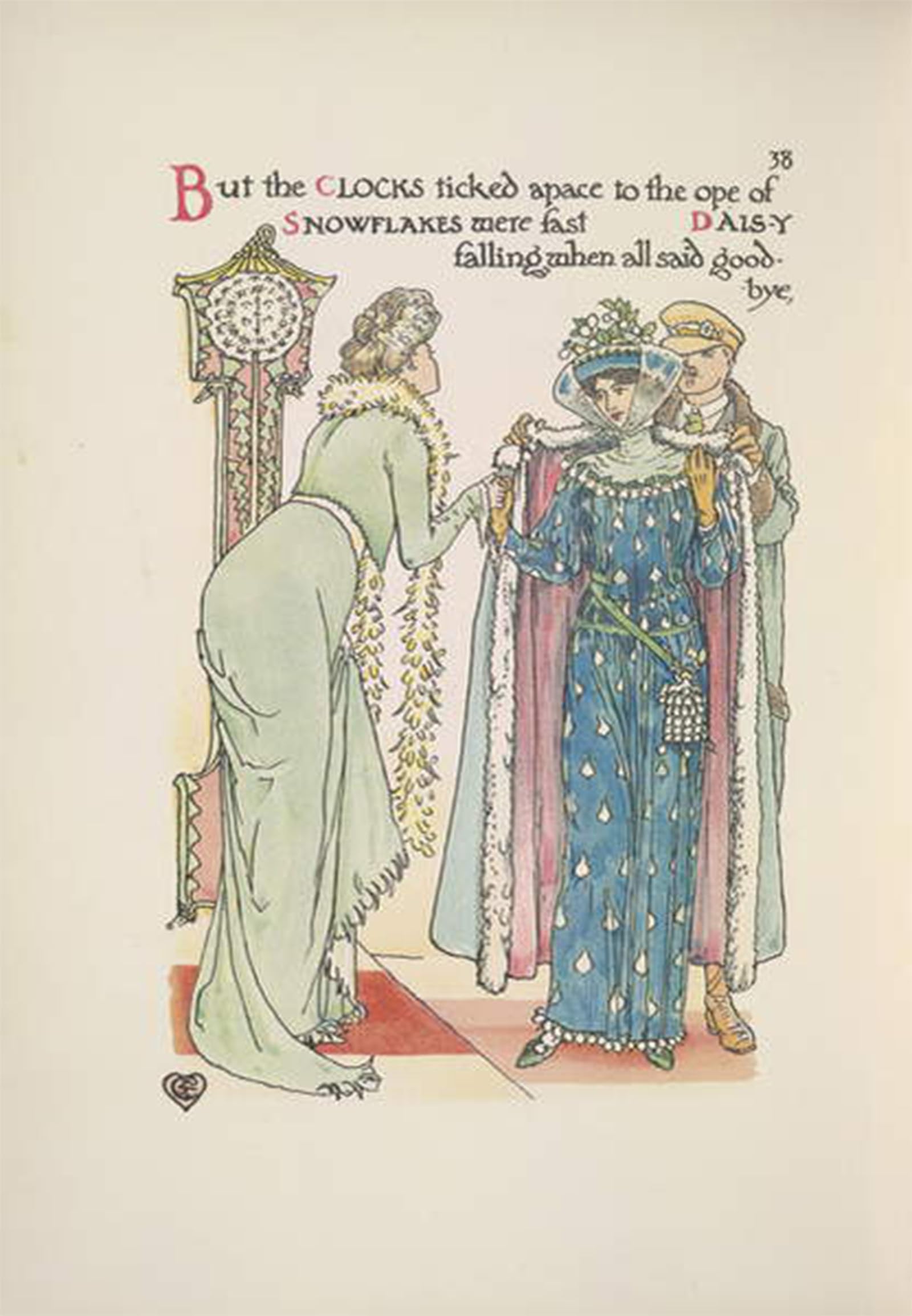 SERENDIPITP Abstract Painting Mural Print Picture Wall Decor Painting a Lady Saying Goodbye a Man Helping Her on with Her Coat by Walter Crane Vintage Wall Artwork for Home Decor 60x90cm