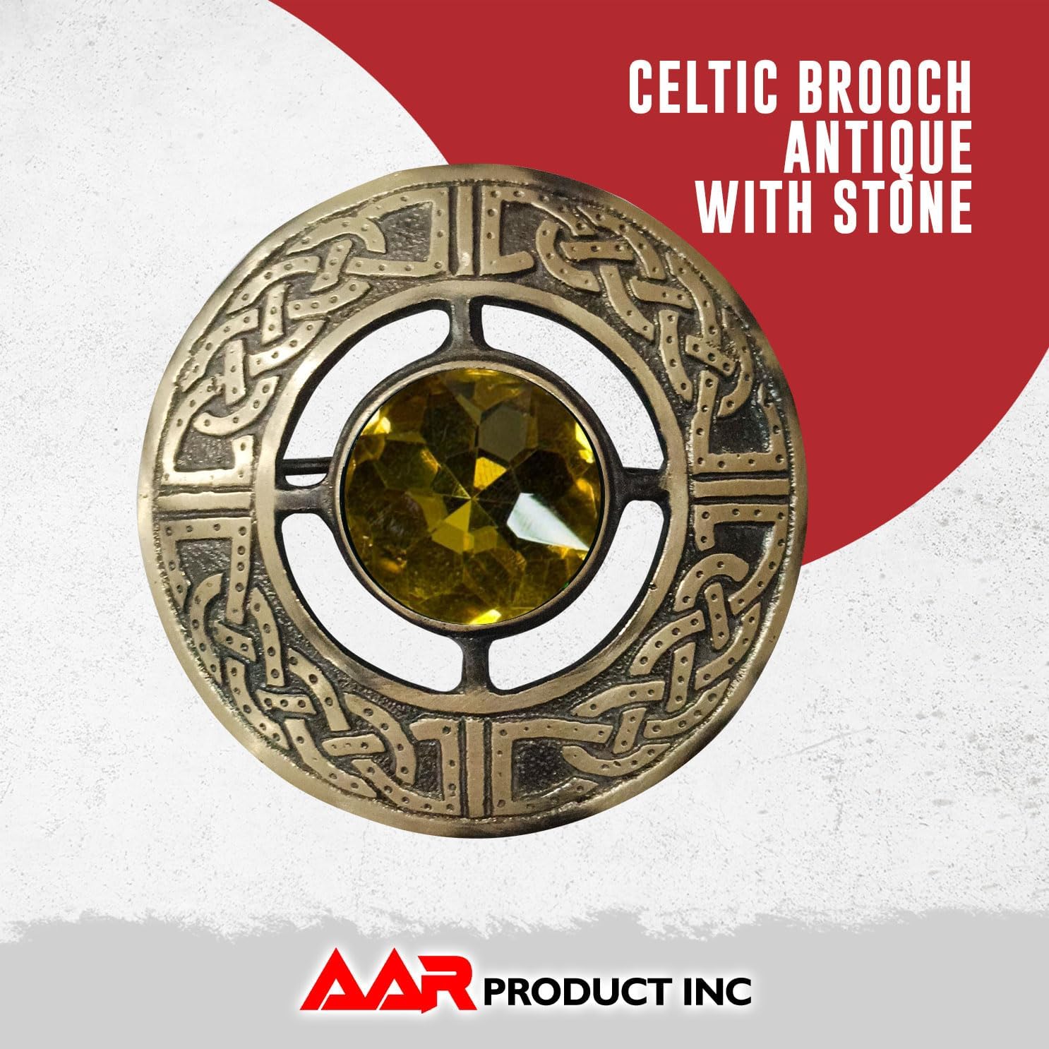 AAR Men's Kilt Brooch Pin Stones Scottish Fly Plaid Celtic Antique Plated Norse Vintage Jewelry - Image 2