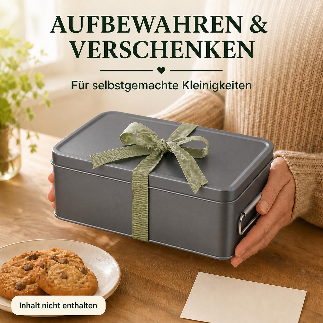 plätzchen in blechdose aufbewahren Metall-Blechdose mit Deckel, leere Metalldose zur Aufbewahrung von Snacks, Süßigkeiten, Keksen, Tee, rechteckige Aufbewahrungsboxen für Zuhause, Küche, Aufbewahrungs-Organizer (L) Küche, Haushalt & Wohnen körbchen Farbe:Cream COSTWAY Organizer ätherische Öl-Box,