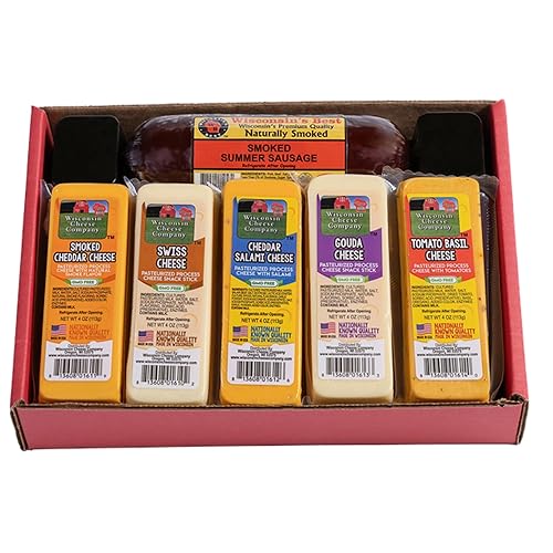 Miniatura 2 de Wisconsin Cheese Company - Caja de regalo de queso especial y salchichas de verano, 100% gouda de Wisconsin, queso cheddar ahumado, salami, tomate y