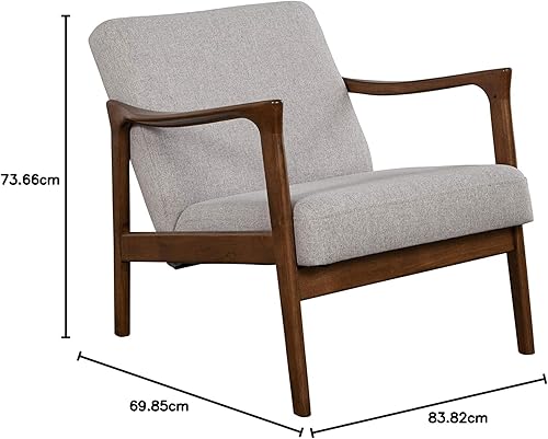 Miniatura 10 de Alpine Furniture Zephyr Silla de salón retro de mediados de siglo con brazo de madera tapizado con respaldo tapizado, 33 pulgadas de ancho x 27.5