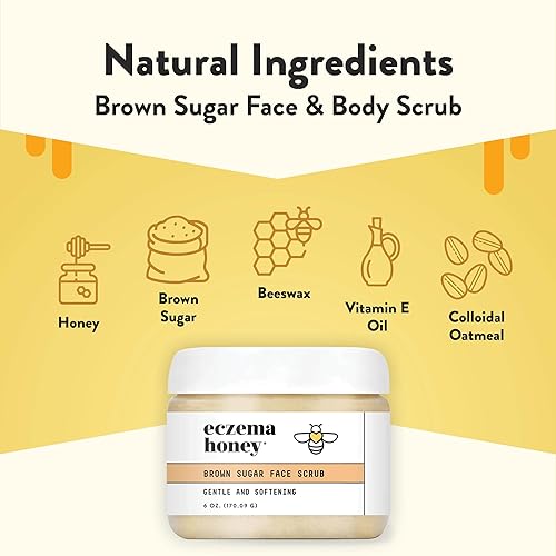 Miniatura 2 de ECZEMA HONEY Exfoliante facial y corporal de azúcar morena, exfoliante de baño para piel seca, exfoliante facial natural y suave que alivia el