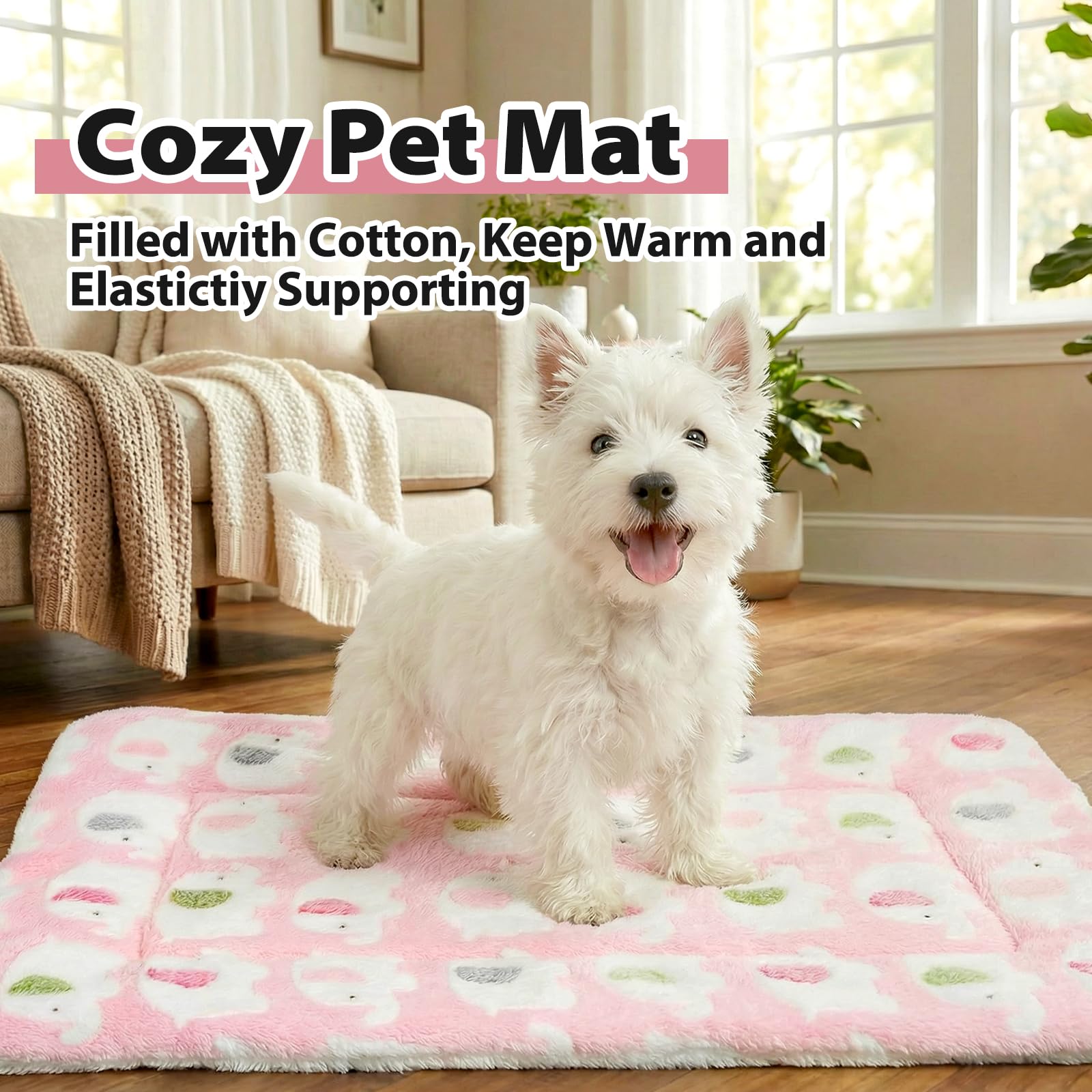 MICOOYO Lit pour Chien 2 PCS, Matelas Lavable pour Chien, Tapis imperméable pour Petits Chiens, Chats et Chiots, Couverture Polaire pour cochons d'Inde, Lapins, écureuils et Hamsters (M, 61 x 41 cm)