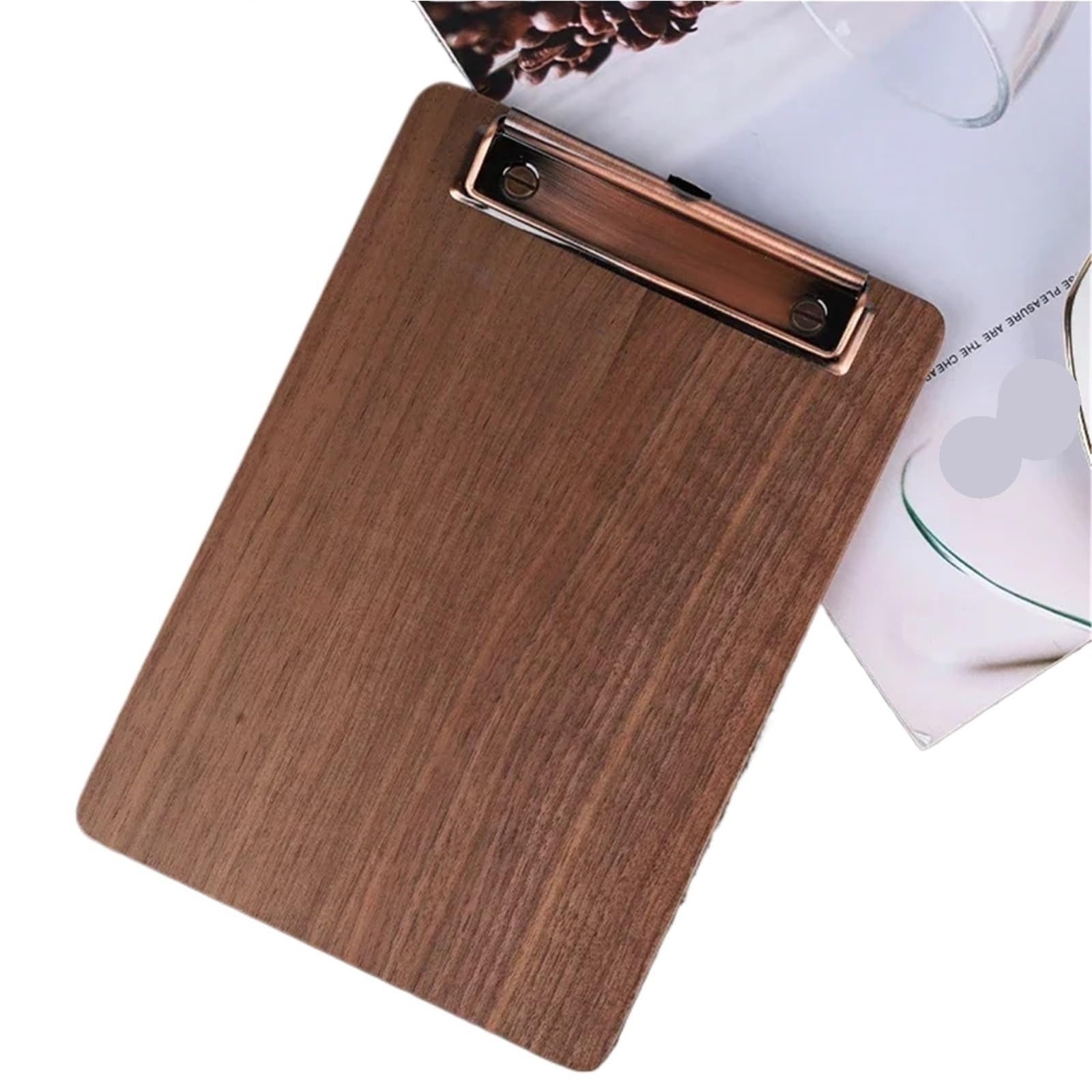 Portapapeles Carpeta de menú exhibición restaurante madera maciza 2 piezas | Portapapeles de tablero de copia de archivo de pedido de barra A4 con almacenamiento(23x16cmA5)