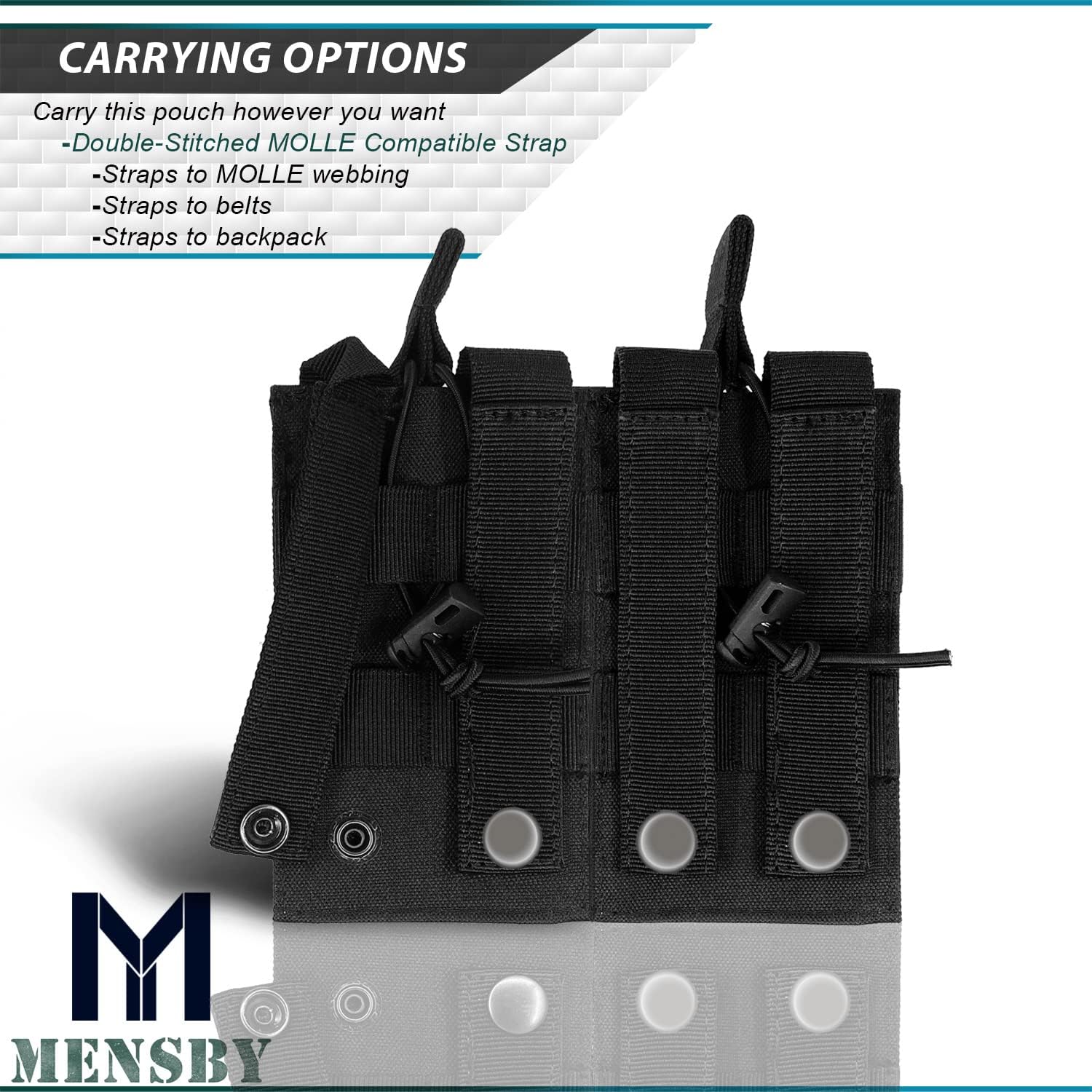 Tactical Mag Pouch, Open-Top Molle Double Magazine Pouches Holder Carrier for M4 M14 G36 HK416 Magazines and Glock 17 M1911 9MM