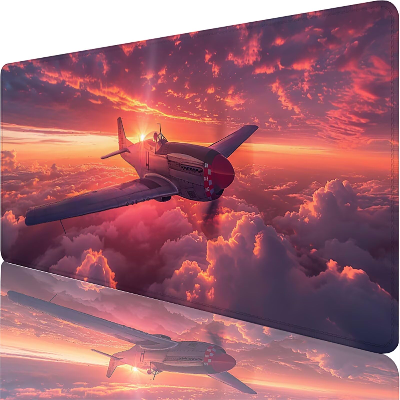 Tappetino Mouse XXL 1200x600x3mm, Tappetino mouse Rosa, Gaming Mouse Pad Migliora Precisione e Velocità, Mousepad con Base in Gomma Antiscivolo, Accessori Scrivania e Accessori Gaming, Aereo U-3385