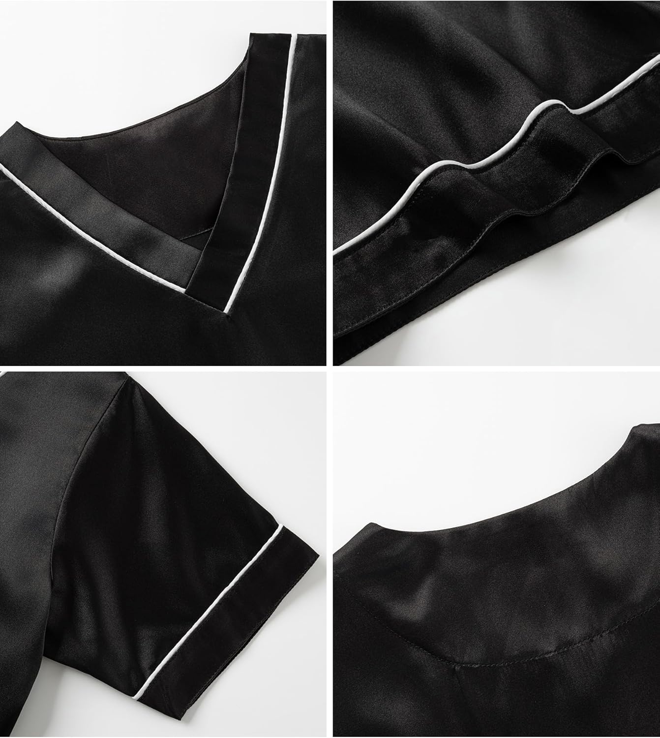 DIPUG Girls Pajamas Set Silky Satin Short Sleeve V Neck Pjs Soft Homewear Sleepwear 6-12 Years - Image 6