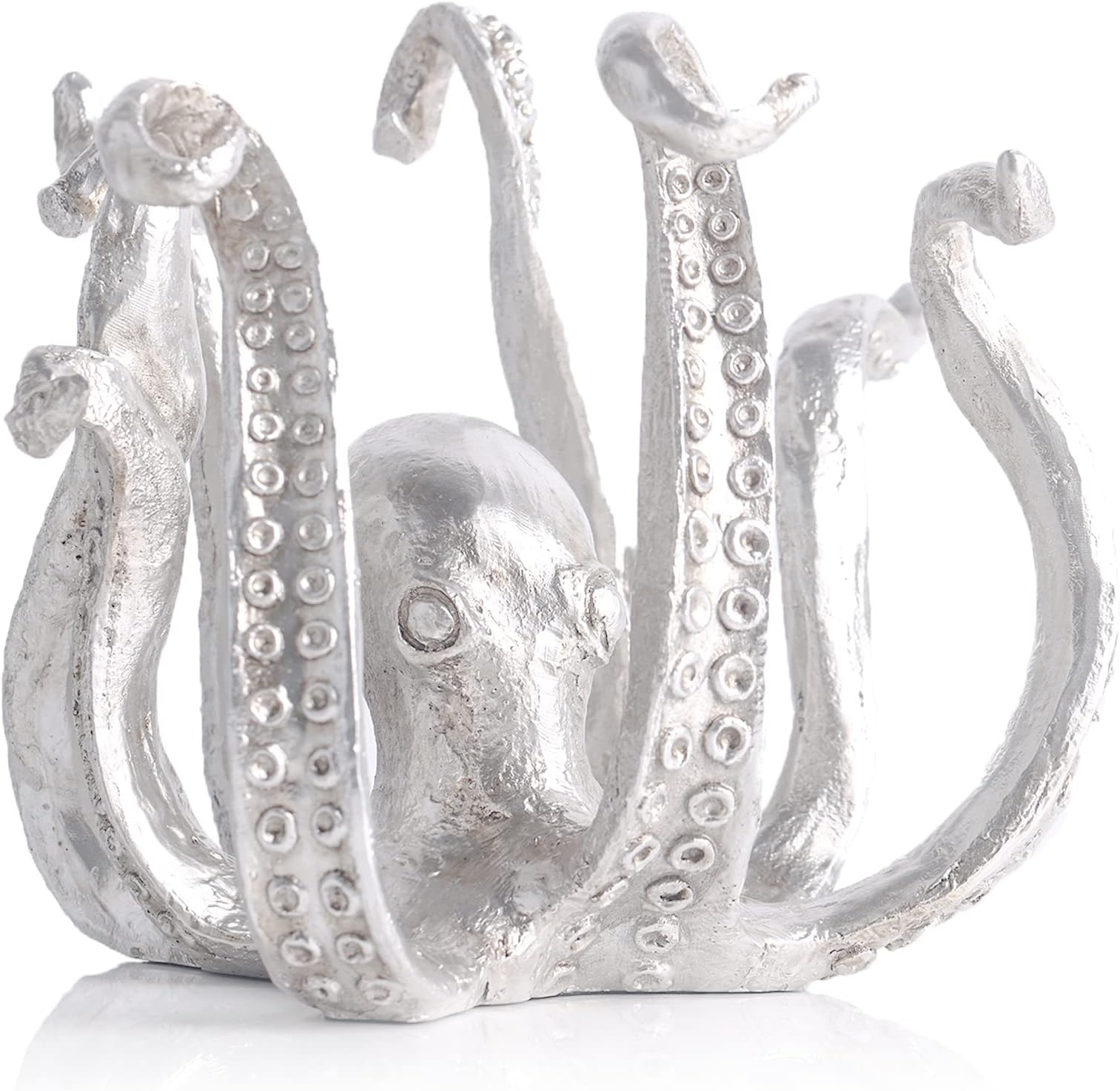 Silvery Octopus Statue,Octopus Cup Holder,Resin Octopus Sculpture,Crafts,Jewelry Holder Desktop,Home Decor,Ornament for Garden,Octopus Halloween Decor Ornaments,Kitchen Restaurant Coffee bar