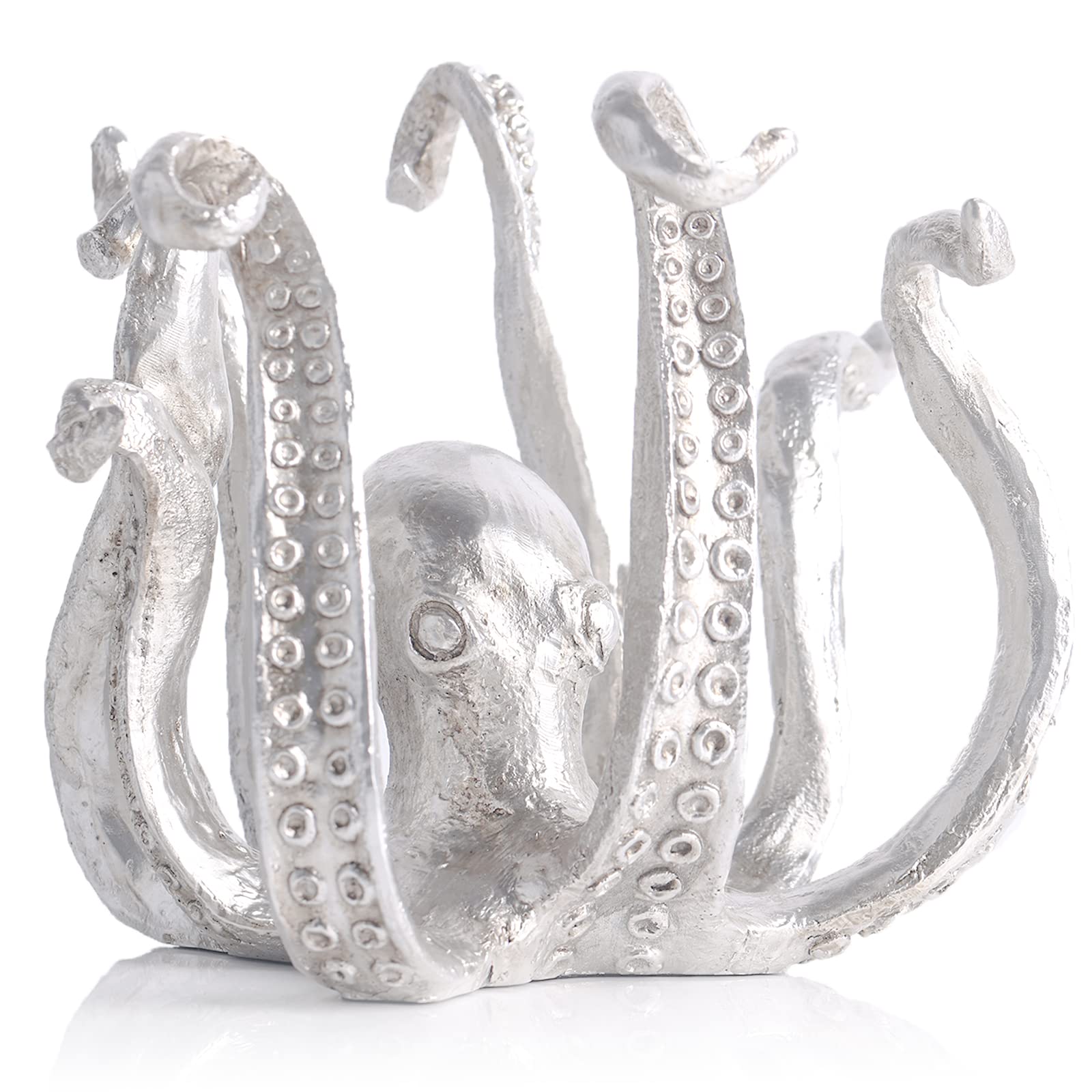 Silvery Octopus Statue,Octopus Cup Holder,Resin Octopus Sculpture,Crafts,Jewelry Holder Desktop,Home Decor,Ornament for Garden,Octopus Halloween Decor Ornaments,Kitchen Restaurant Coffee bar