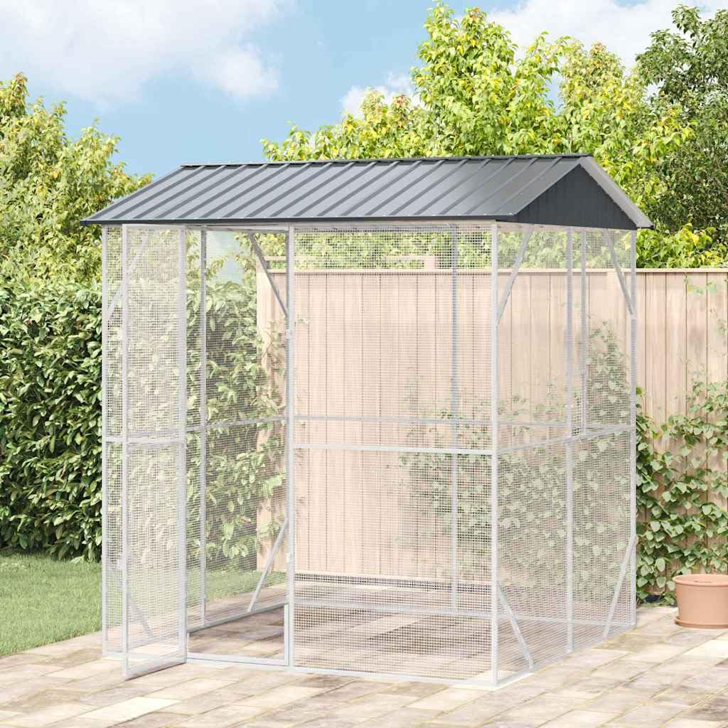 INLIFE Vogelkäfig Anthrazit 215 x 208 x 247 cm Verzinkter Stahl,Tier- & Haustierbedarf,Haustierbedarf,Vogelbedarf,Vogelkäfige & -ständer,Anthrazit,62.8 KG,3325152
