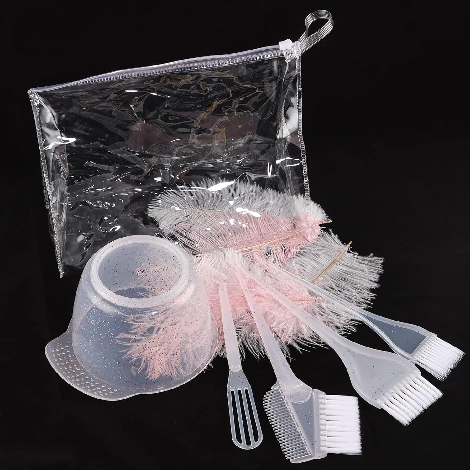 Glitter and Soft Hair Dye Coloring Kit Set of 5, Hair Mixing Bowl and Brush for Salon and Colouring, DIY Beauty Salon Tools(Shiny Bright Sprinkle) : Beauty & Personal Care