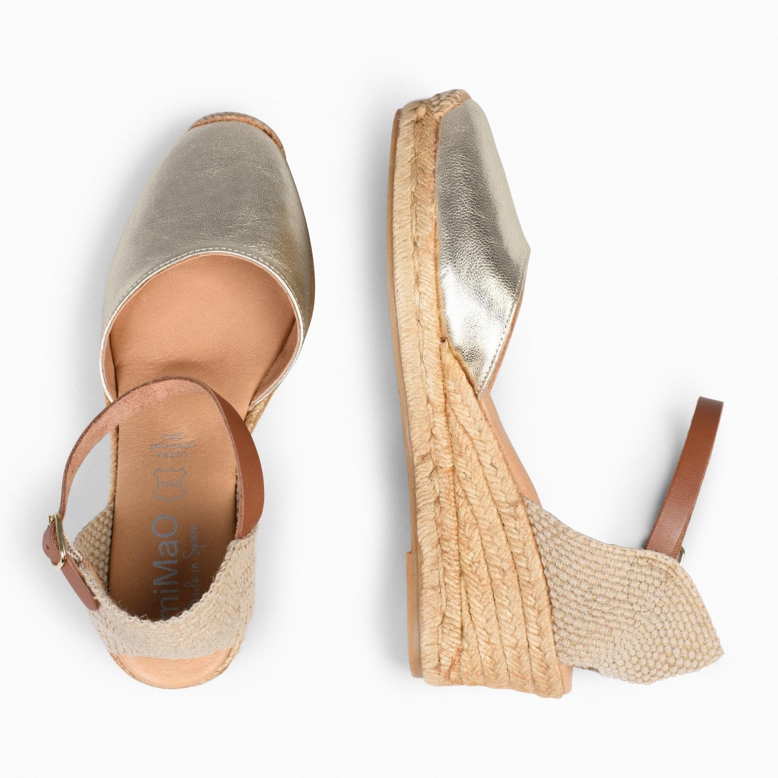 miMaO. Espadrilles à Talon compensé en Cuir. Fabriquées artisanalement