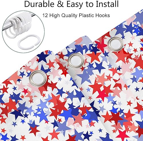 Vista 49 de Cortina de ducha con la bandera estadounidense, 4 de julio, Día de la Independencia del Águila Calva, Estados Unidos, cortina patriótica con Azul