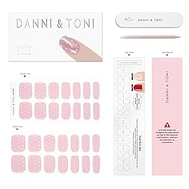 DANNI & TONI Semi Cured Gel Nail Strips Polka Dot Mirror Gel Nail Wraps 28 Stickers | Dreamy Dots