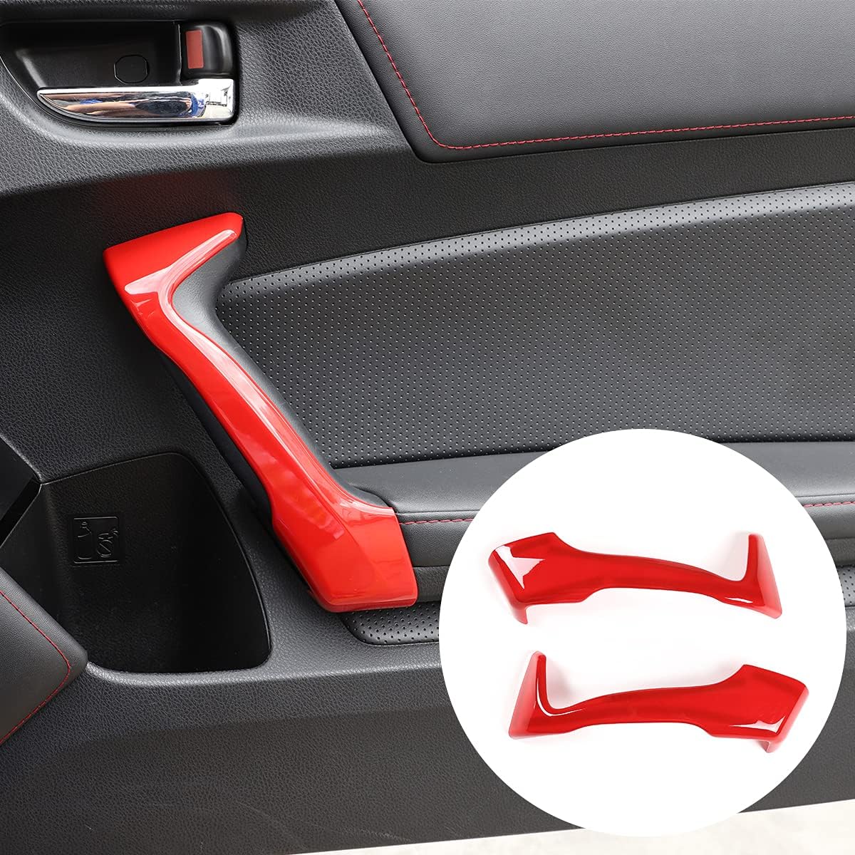 Red ABS Car Interior Door Panel Handle Decorative Frame Cover Car Accessories Compatible with Subaru BRZ/Toyot@ 86 2013-2020