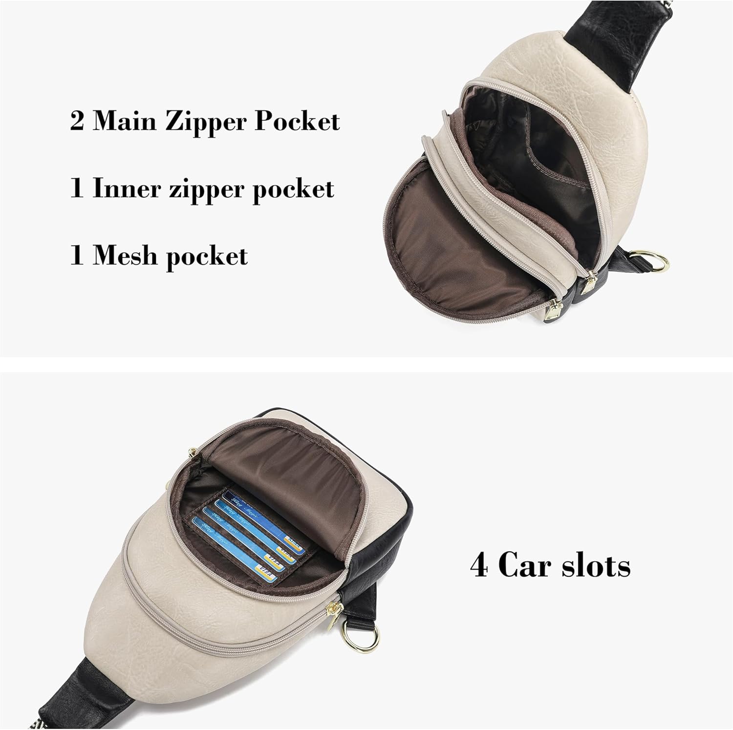 INICAT Crossbody Sling Bags Fanny Packs Leather Purses Chest Bag for Women - Image 3