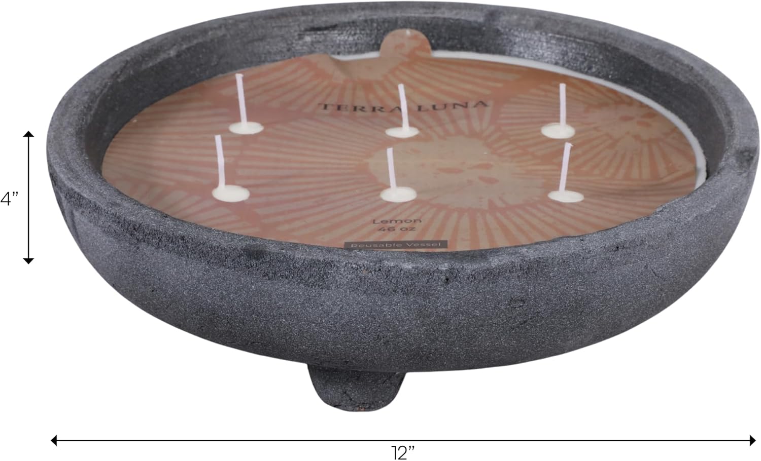 Distressed Footed Scented Candle Bowl for Home Decor - Decorative Pillar Candle for Bedroom, Bathroom, or Living Room Decor - Ideal Votive Accent for Indoor and Outdoor Area - 4", Black