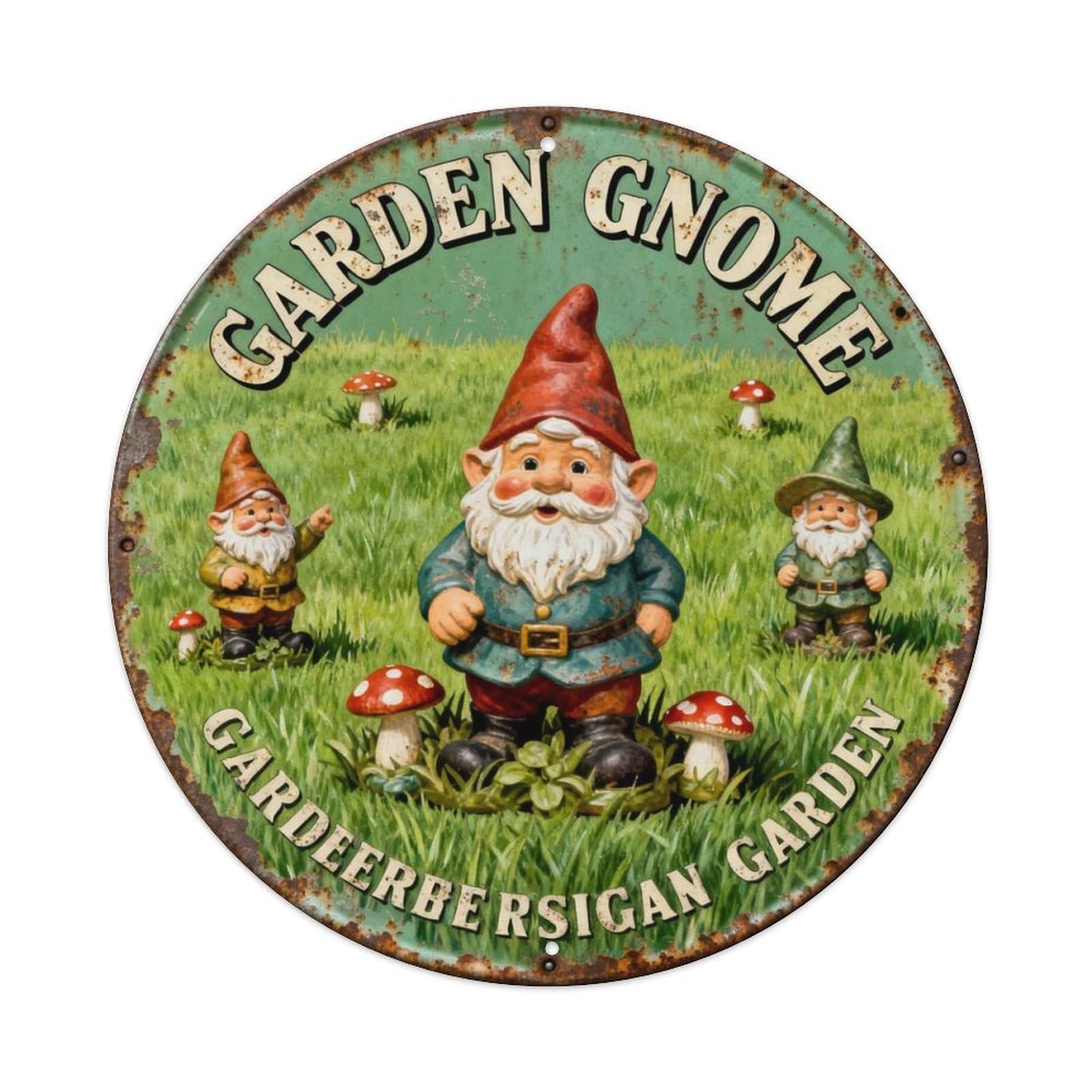 GARDEN GNOME Metal Tin Sign Plaque
