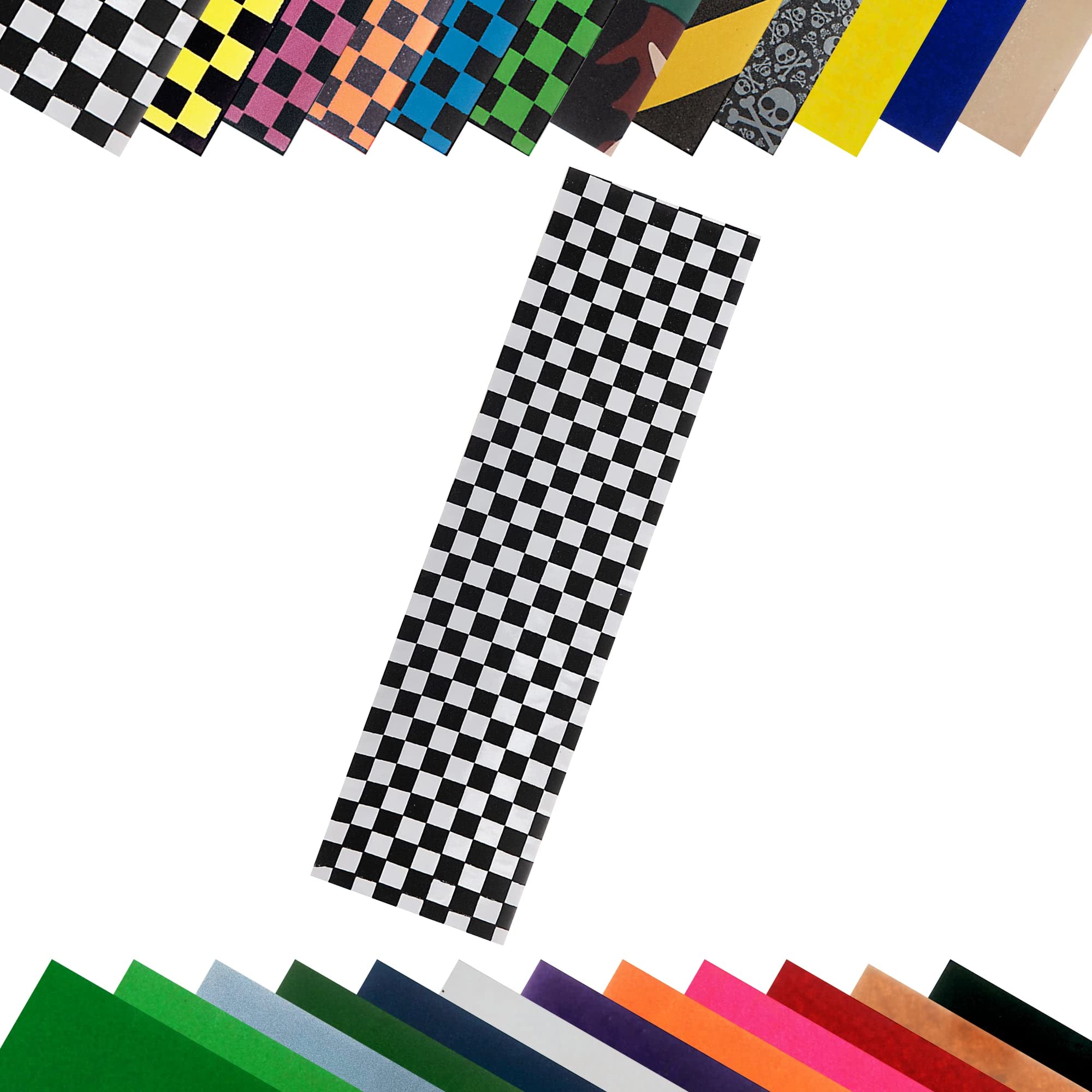 TURBO 9 x 33 Inch Skateboard Grip Tape Sheet White Checkerboard