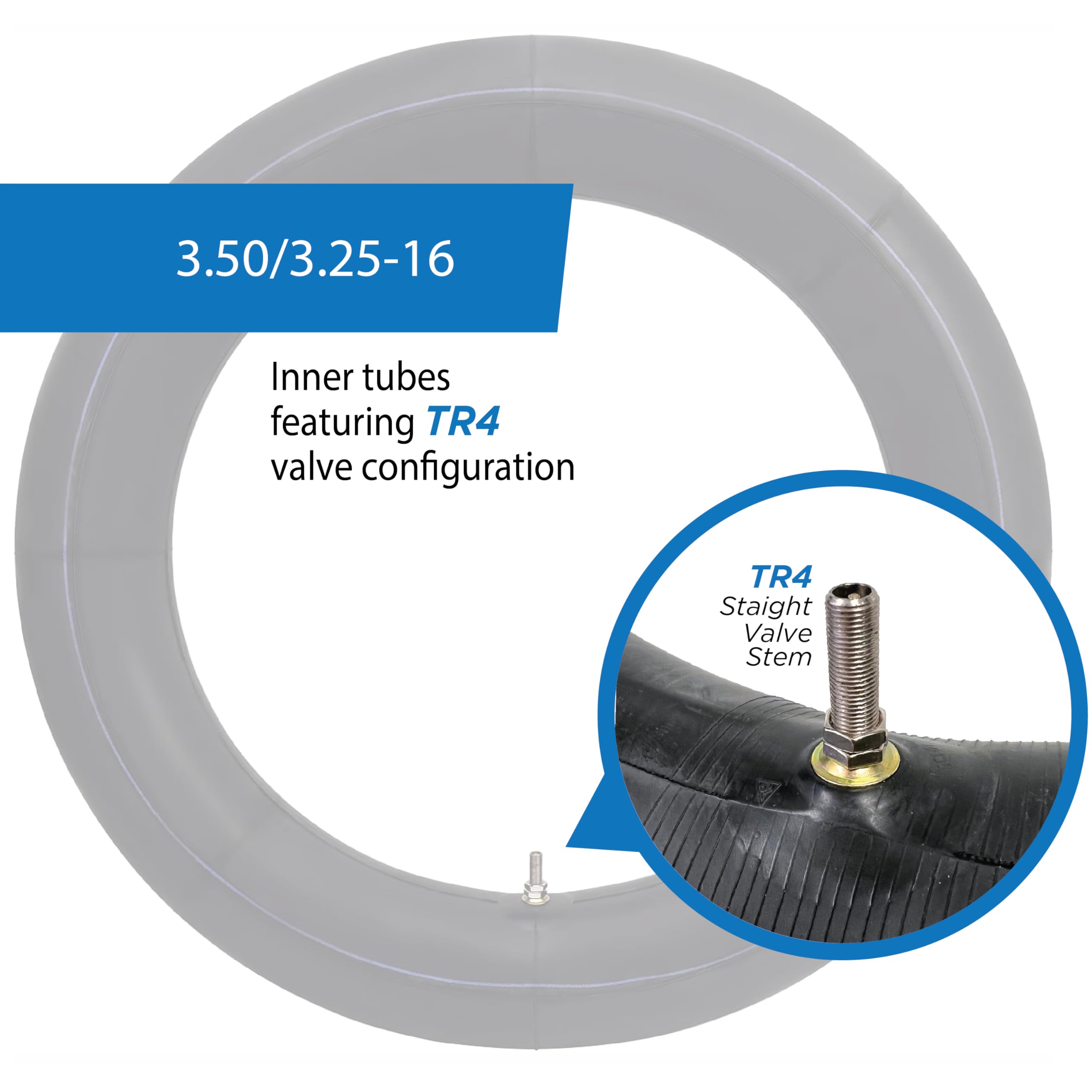 Chambres à Air Moto 3.25/3.50-16 - Lot De 2 - Pour Pit Bike 50cc à 110cc - Valve TR4 Droite - Caoutchouc Butyle