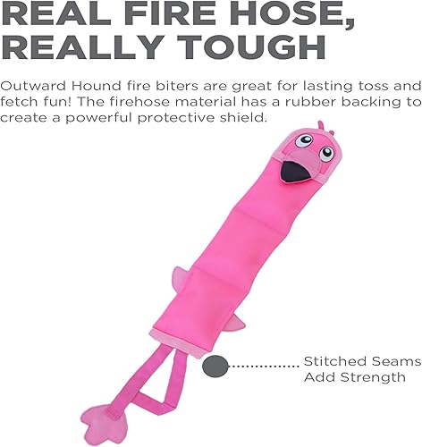 Vista 29 de Outward Hound - Fire Biterz. Juguetes chillones para perro hechos de material para mangueras contra incendio reales Rojo (Red Dragon)