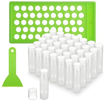 120Pcs Lip Balm Tubes with 50-Hole Filling Tray & Spatula, 5ml Empty Lipstick Tube Containers, BPA-Free DIY Kit for Homemade Cosmetics Clear Tubes, Green Tray