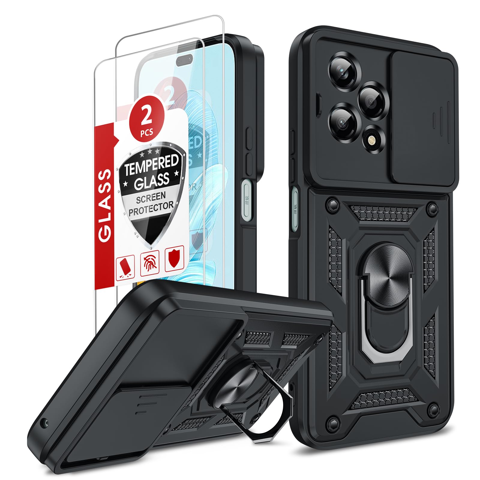 Nero Armatura Custodia Per Honor 400 Pro/400 Lite, Silicone Anti-urto Telefono Nero Armatura Custodia Per Honor 400 Pro/400 Lite, Silicone Anti-urto Telefono