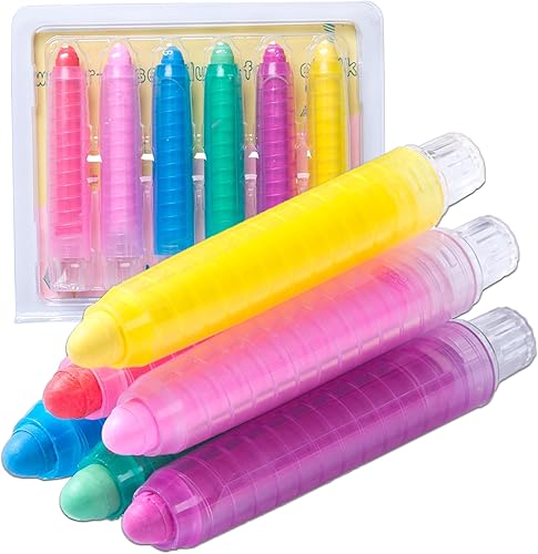 Tiza sin polvo para niños, tiza de acera de color no tóxica con soporte para niños, 6 tizas lavables de colores para escritura de dibujo en pizarra,