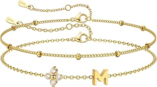 Kleeblatt Armband Damen Gold und Armband Silber 925,Personalisiertes 14K Gold Vergoldetes Armbänder Mit Buchstaben A-Z, Damen Schmuck Geschenke für Frauen Mama Freundin Mädchen