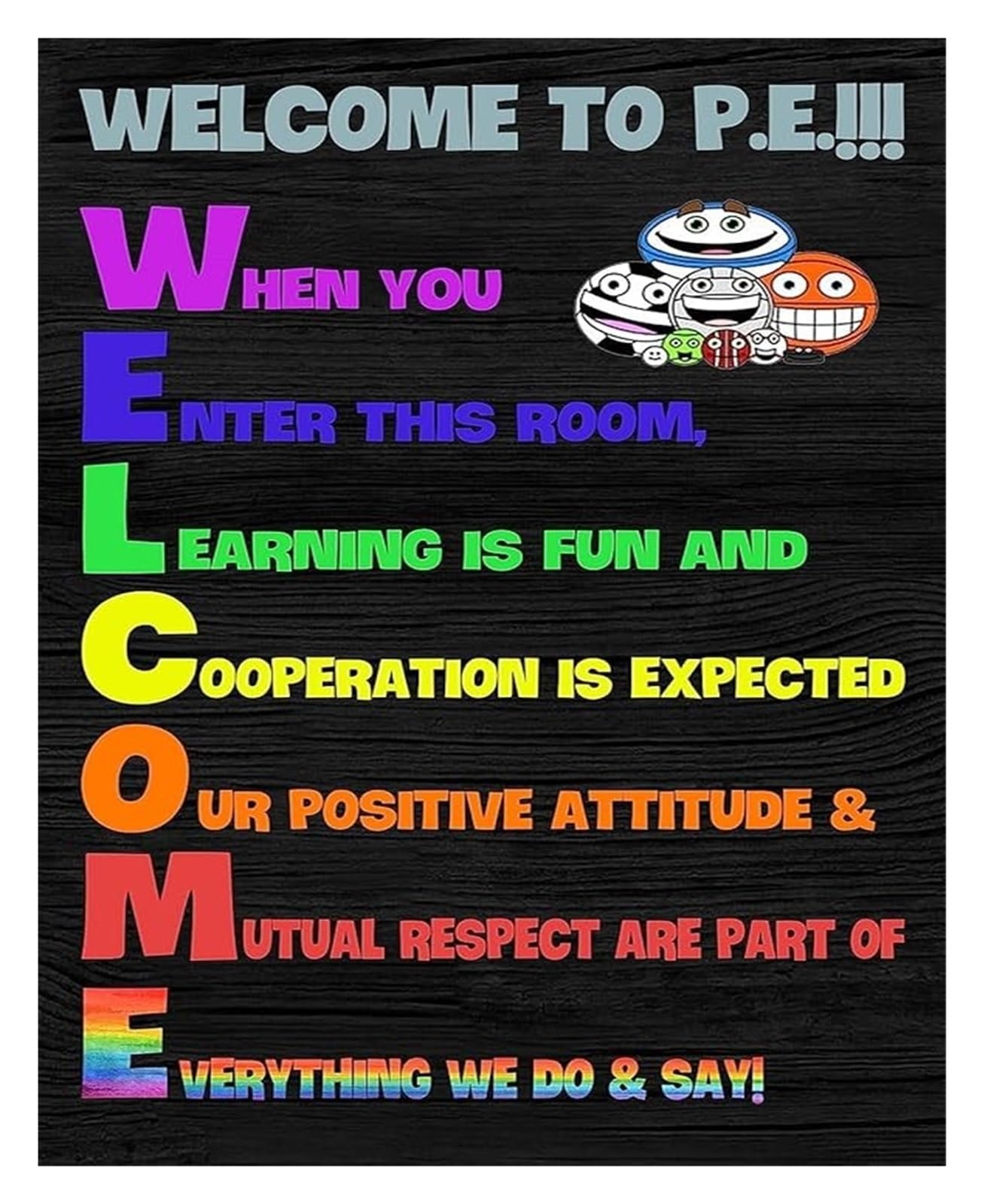 MDBJTCYZN Physical Education Classroom Poster​ Welcome to Gym Motivational Sign for Sports and Exercise(Unframed,12x18inch(30x45cm))