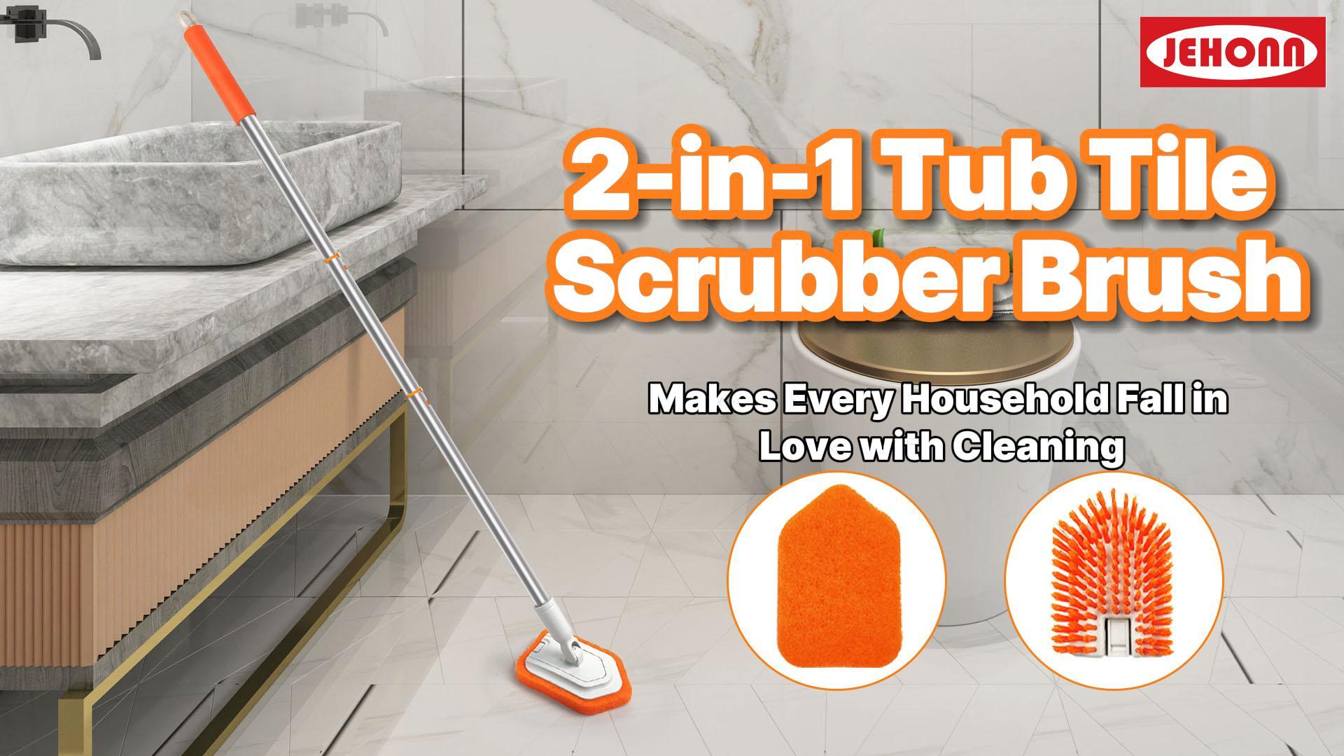 Brosse Nettoyage 2en1 JEHONN - Manche Télescopique Pour Salle De Bain/Carrelage