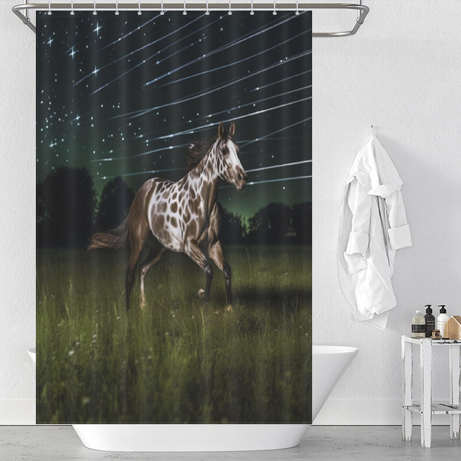 Rideau de douche cheval de petite taille 122x183cm imperméable avec oeillets