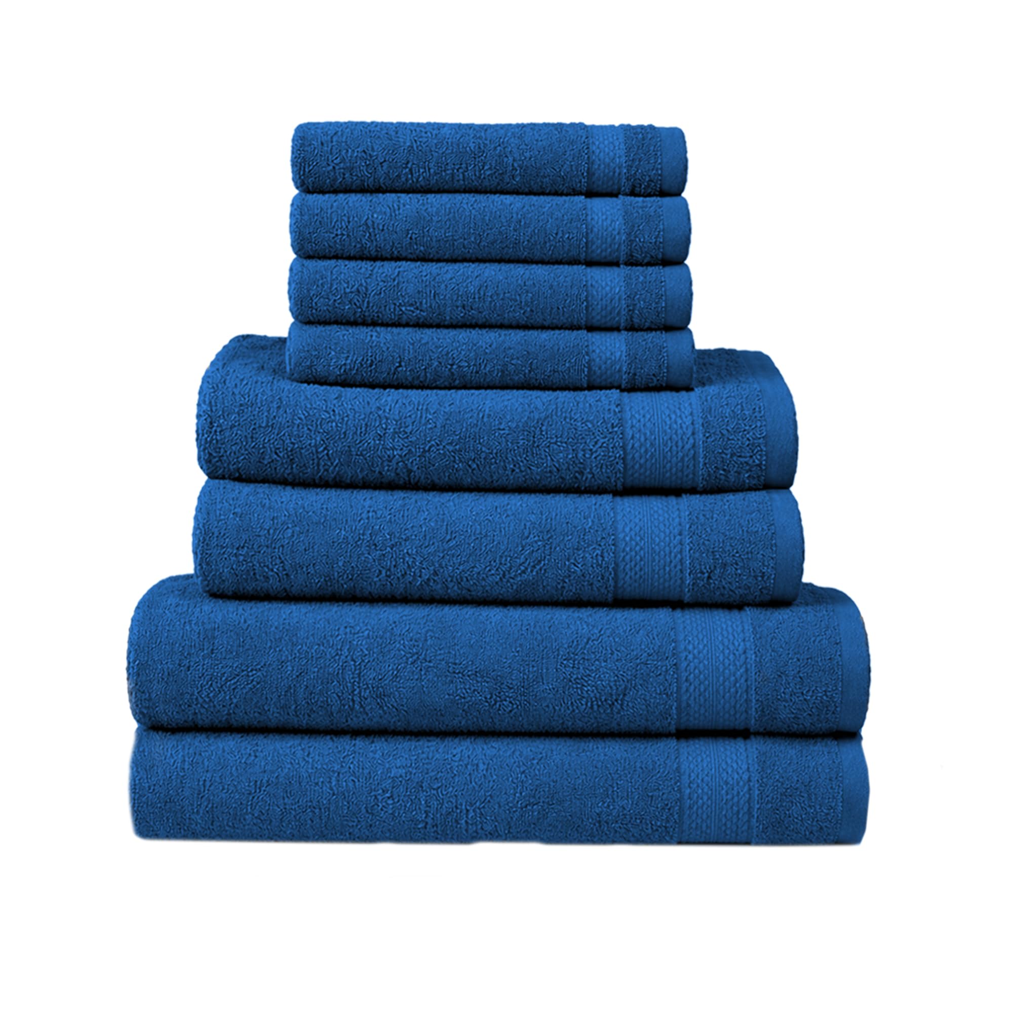 RAYMSTER 8 Piece Egyptian Cotton Towel Set - 2 Bath, 4 Face, & 2 Hand Towels Set for Daily Use - Soft, Highly Absorbent, Quick Dry, and Lightweight - Hotel Spa Quality - 500 GSM (Denim)