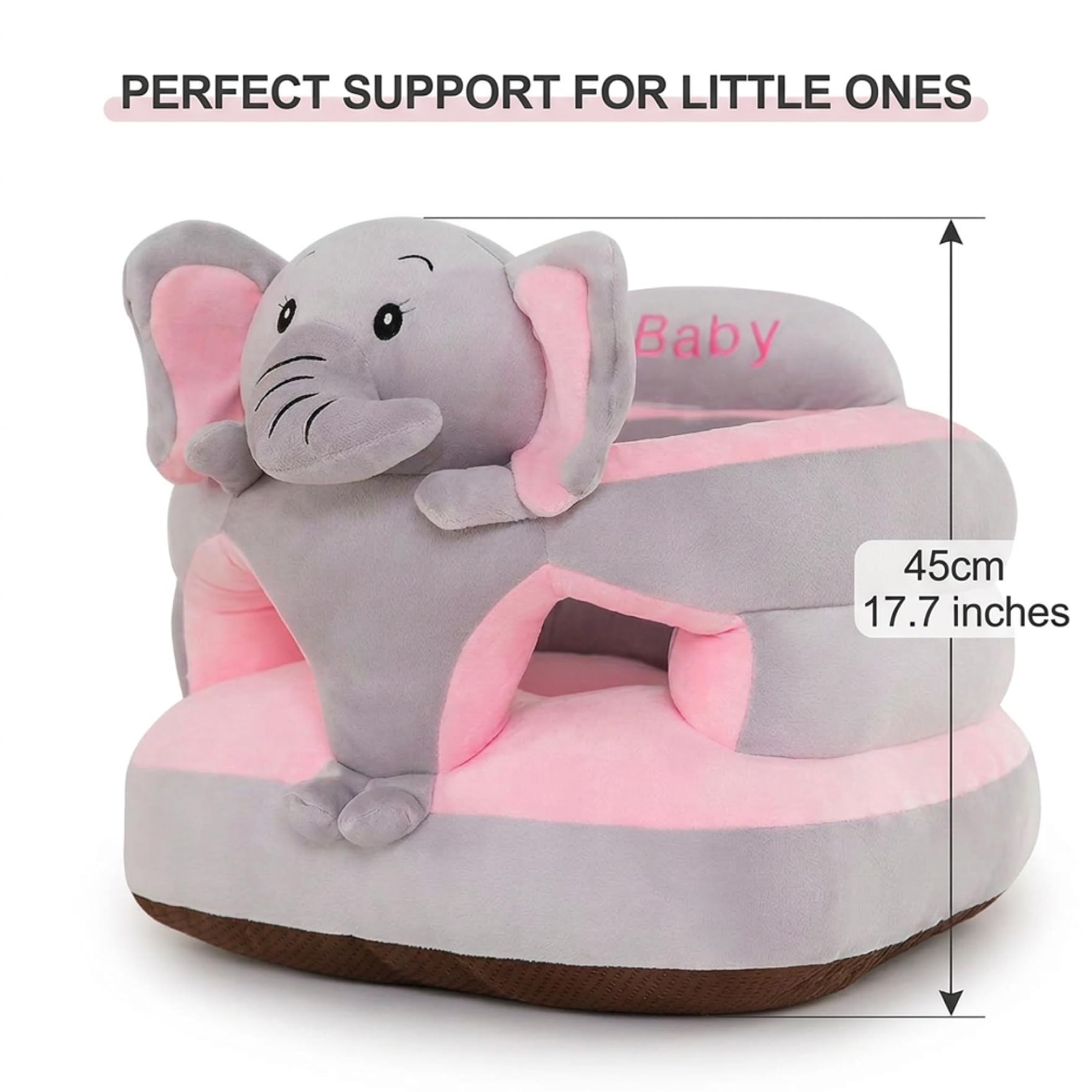 Baby-Sit-up-Stuhl, Elefanten-Sit-Me-Up-Bodensitz für Babys, weiches Plüsch-Stützkissen mit rutschfester Basis, Säuglingszubehör (grau), Heimdekoration