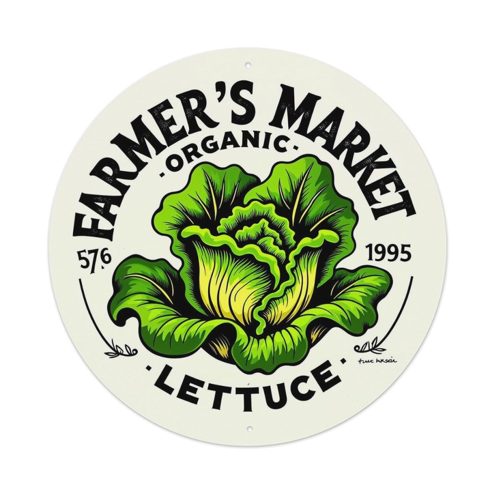 Jdyansheng Vintage Farmer S Market Organic Lettuce Tin Sign Metal Poster Metal Signs For Home Man Cave Bar Cafe Kitchen Laundry Room Wall Decorations 8X8 Inches