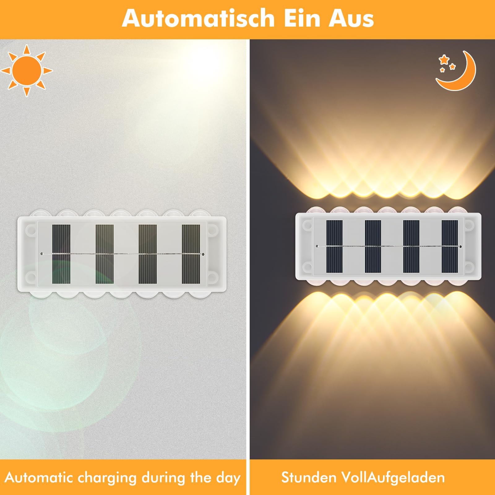 ALLOMN 4 Pack Solar Wall Lights Outdoor Garden - Image 4